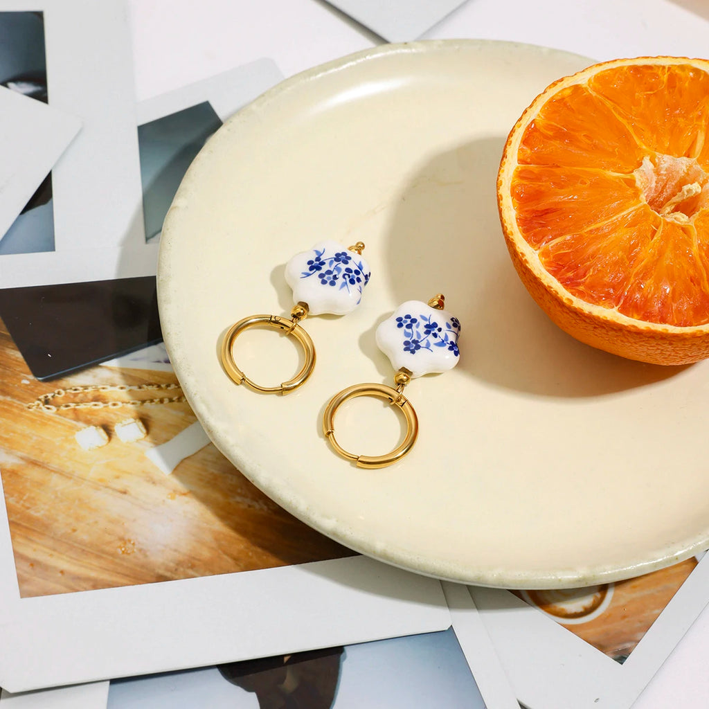 Flower Ceramic  Earrings